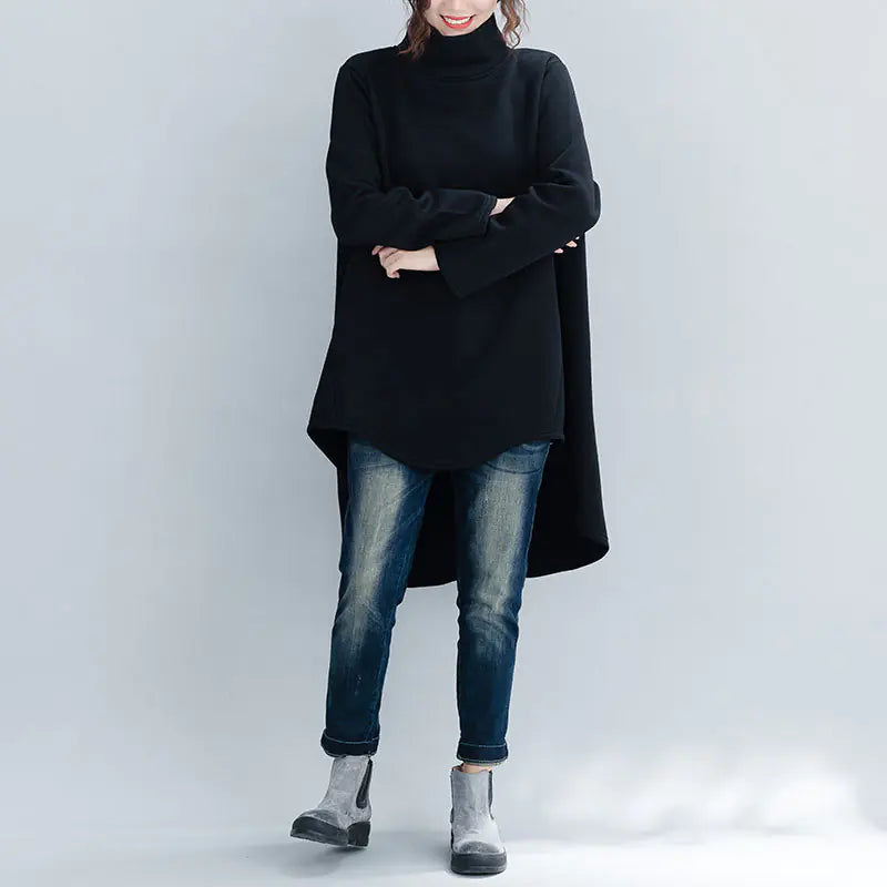 Plus Size Women's Turtleneck Irregular Sweatshirt Dress