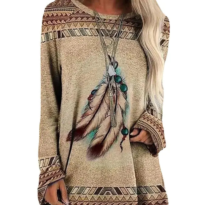 Women's Animal Print Loose-Fit T-Shirt with Round Neck