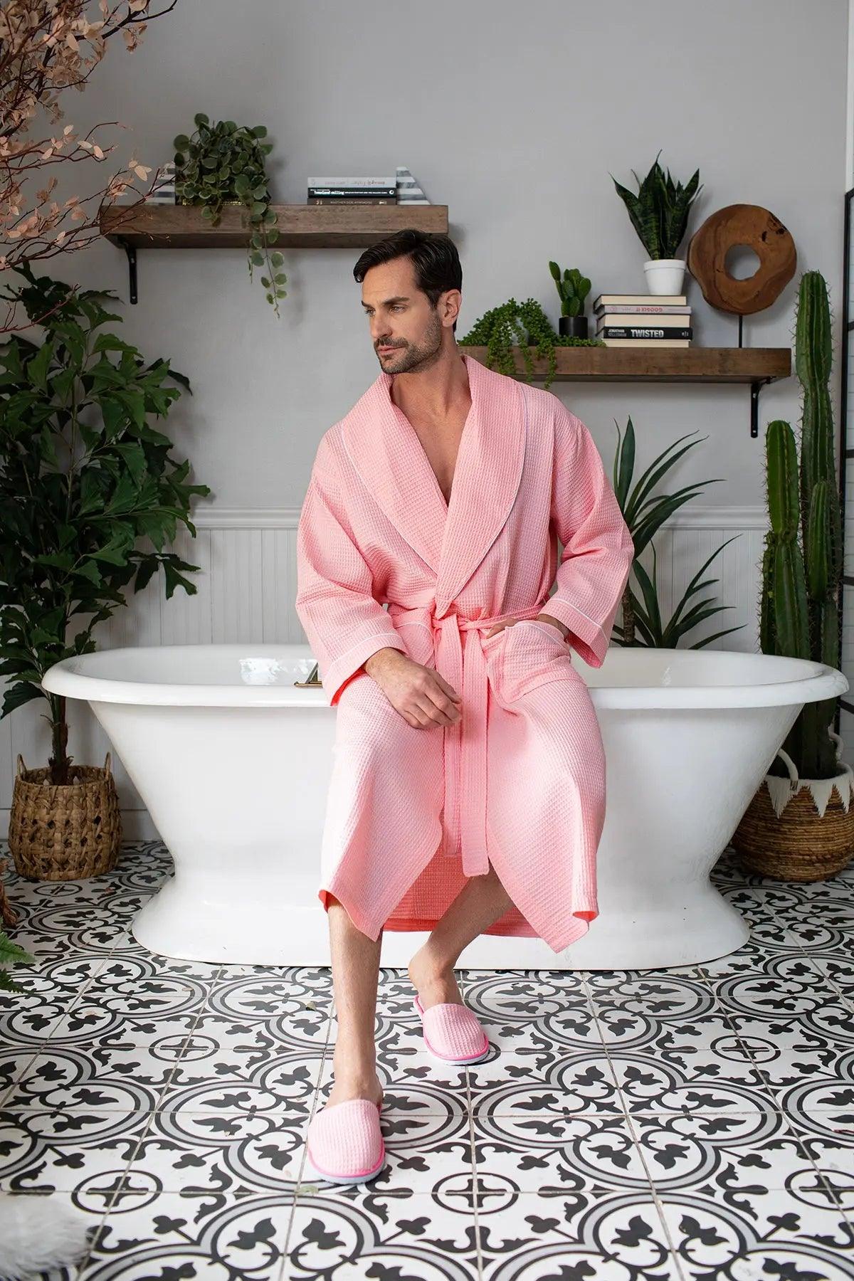 Premium Waffle Piping Robe for Men