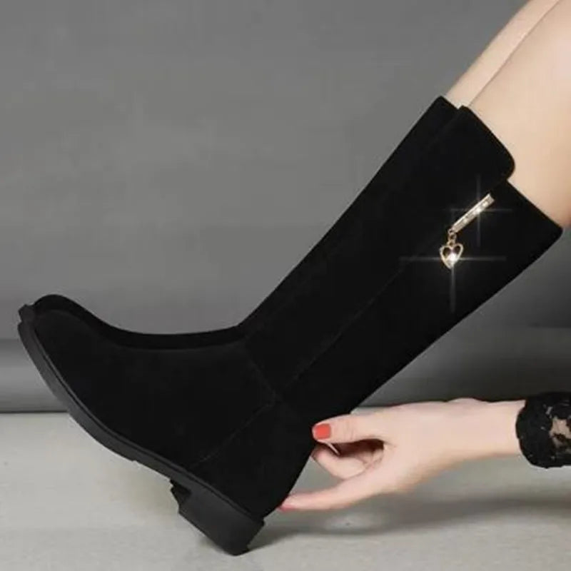 Thigh High Boot Warm Plush Snow Boots Side Zipper Snow Boots