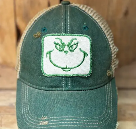 Grinch Face Trucker Hat