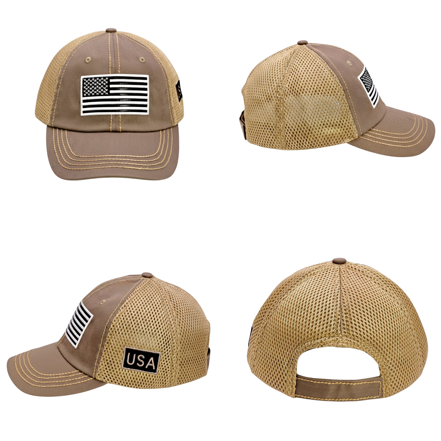 USA Tactical Trucker Cap – Double Mesh Back American Flag Hat