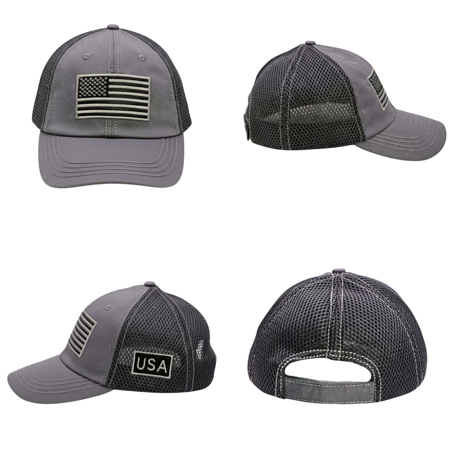 USA Tactical Trucker Cap – Double Mesh Back American Flag Hat
