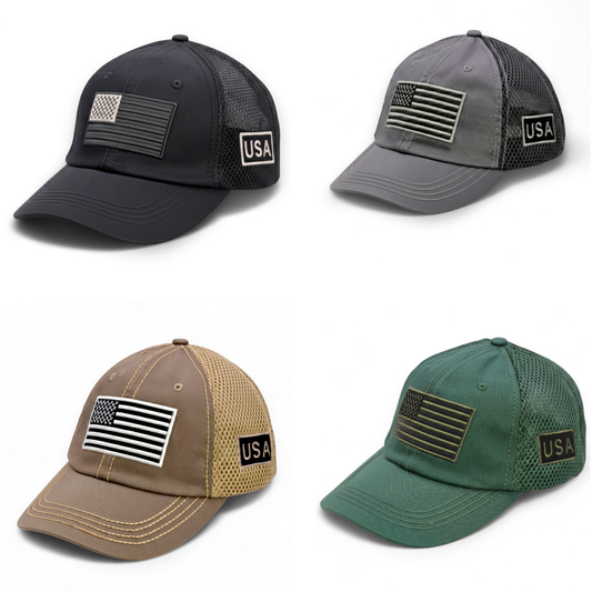 USA Tactical Trucker Cap – Double Mesh Back American Flag Hat