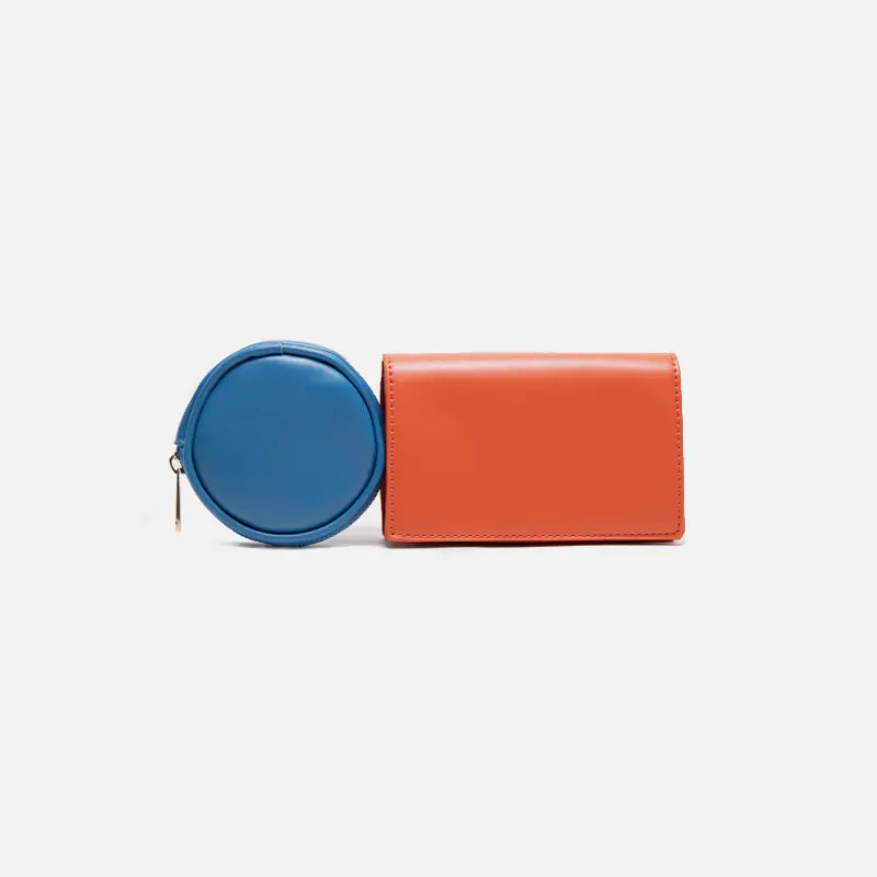 Fashionable Color-Block Geometric Wallet and Fanny Pack