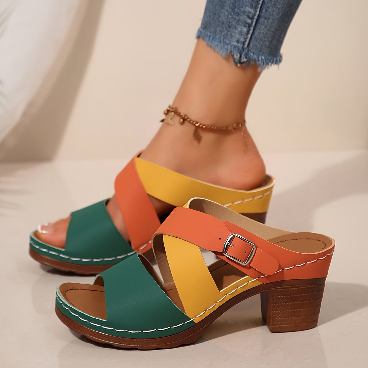 Comfy Non Slip Vibrant Contrasting Sandals