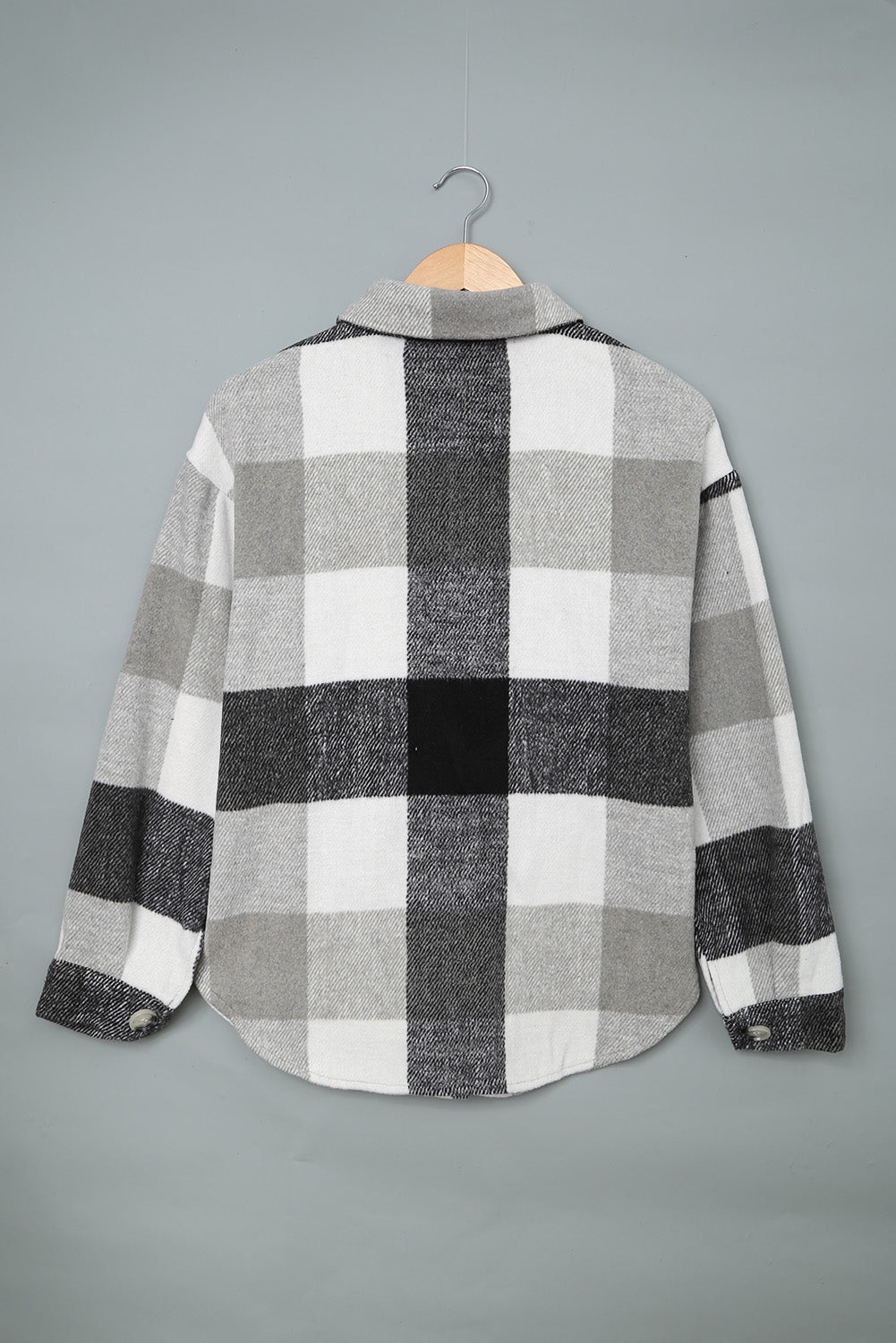 Plaid Button-Up Long Sleeve Pocketed Shacket