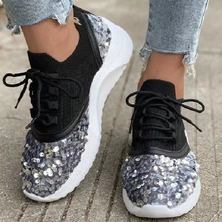 Breathable Color Block Knit Sneakers for Women