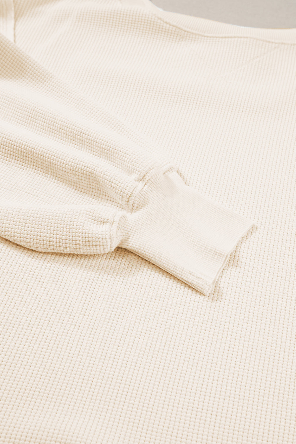 Waffle Knit Bishop Sleeve Side Split Top