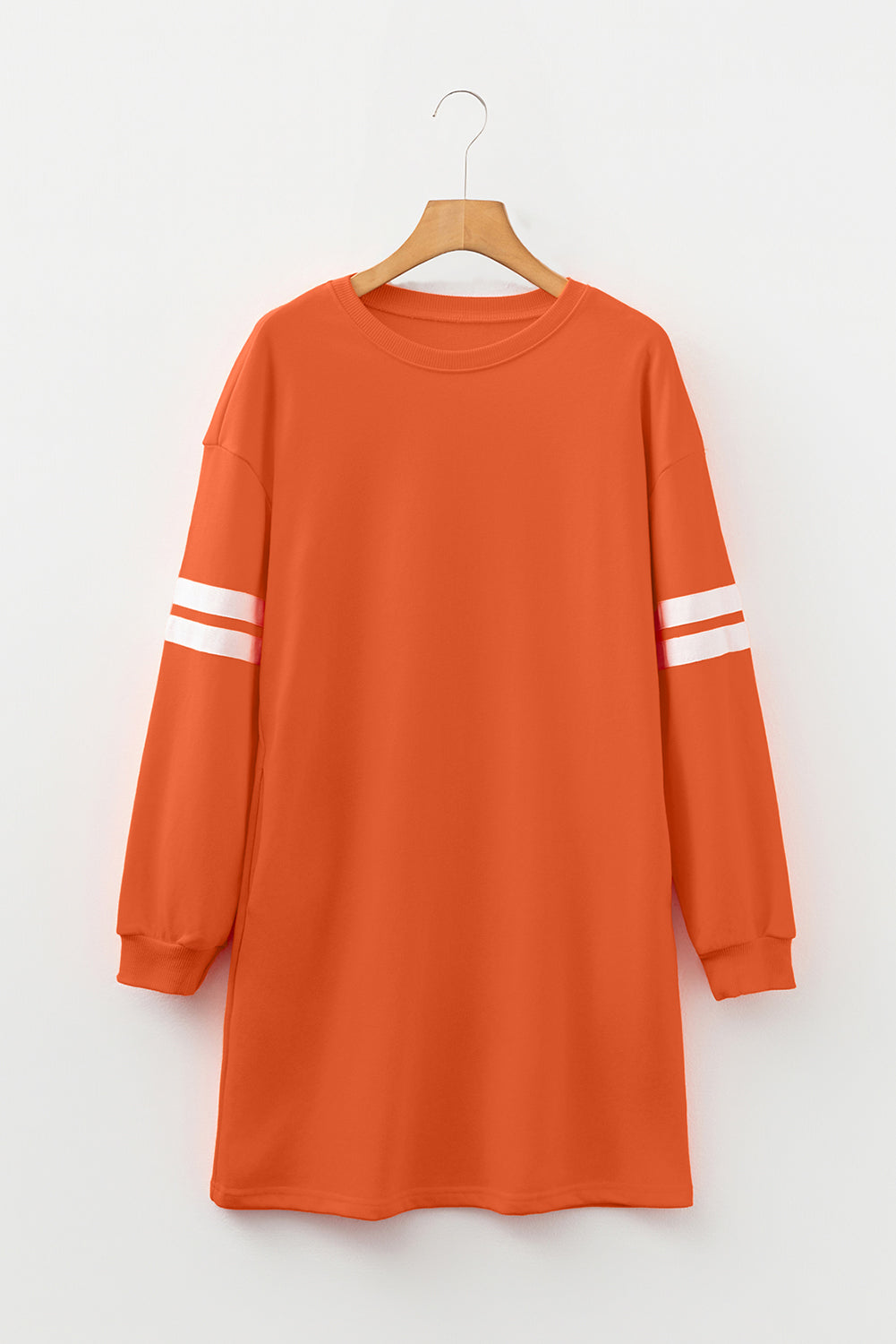 Varsity Stripe Banded Sleeve Sweatshirt Dress