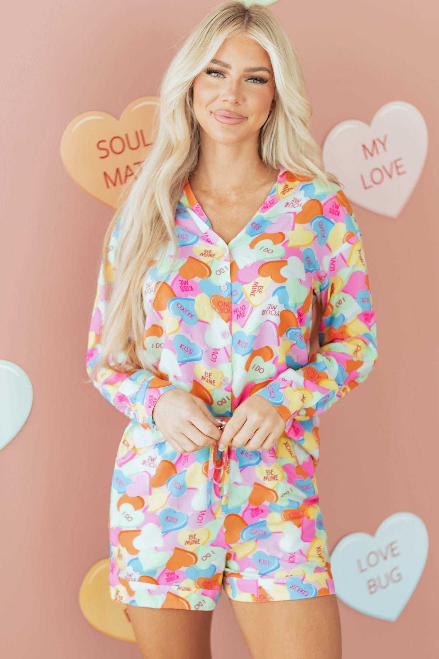 Valentine Heart Candy Shirt and Shorts Pajama Set
