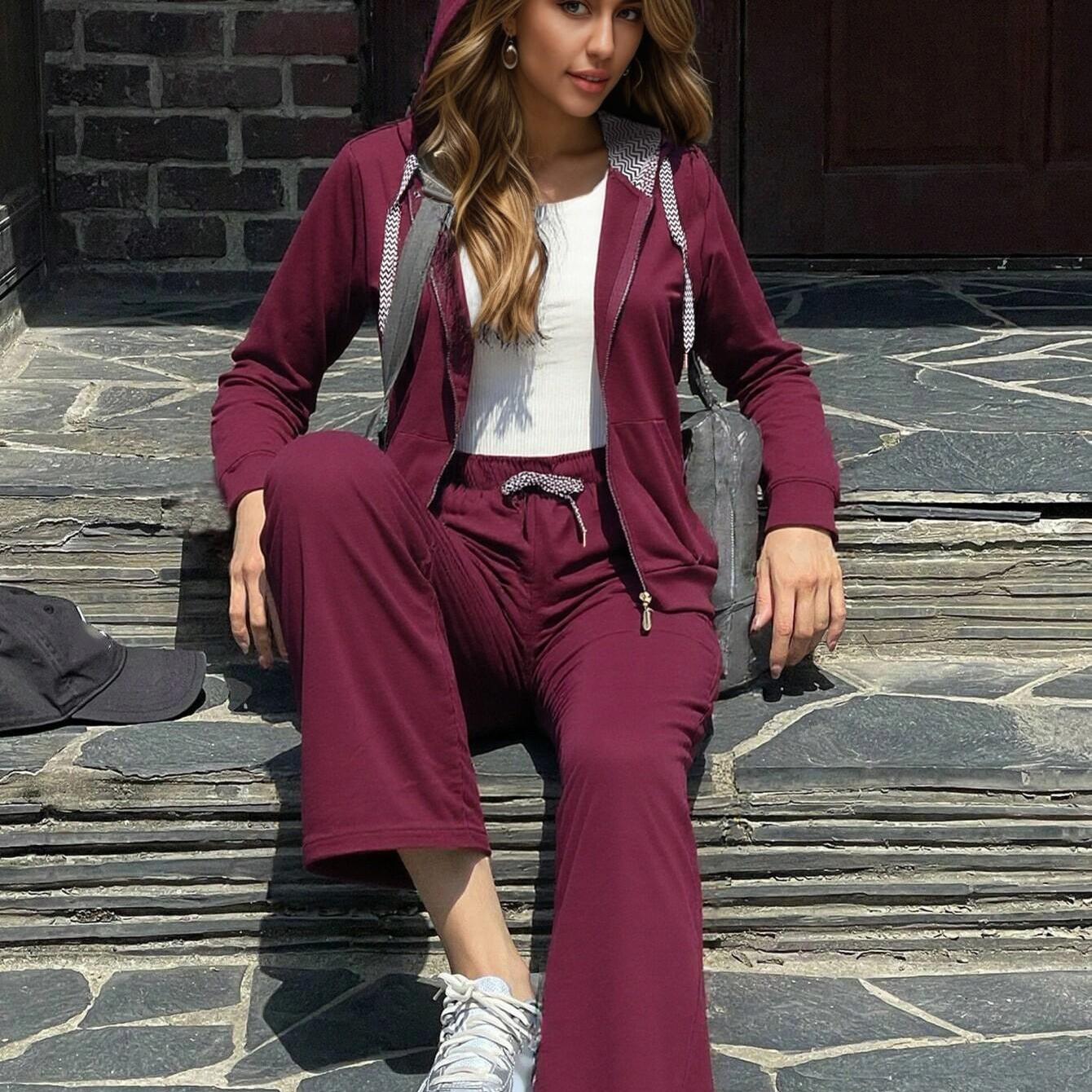 Comfy  Chic Plus Size Hoodie Set Activewear