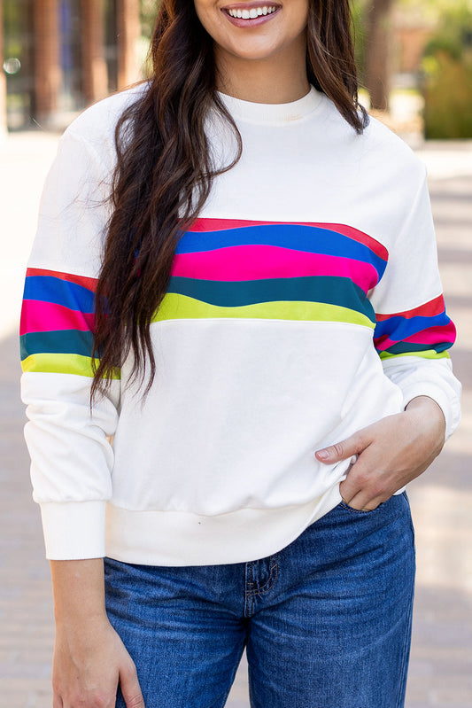 Stripe Patchwork Long Sleeve Top
