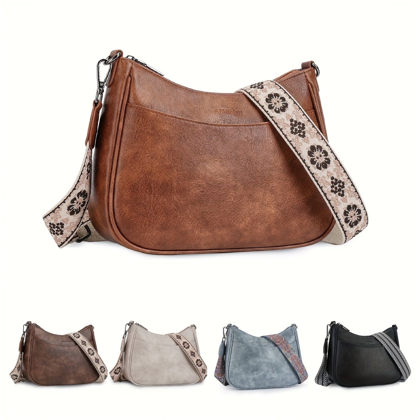 Vintage Crossbody Bag Chic Shoulder Purse Adjustable Strap