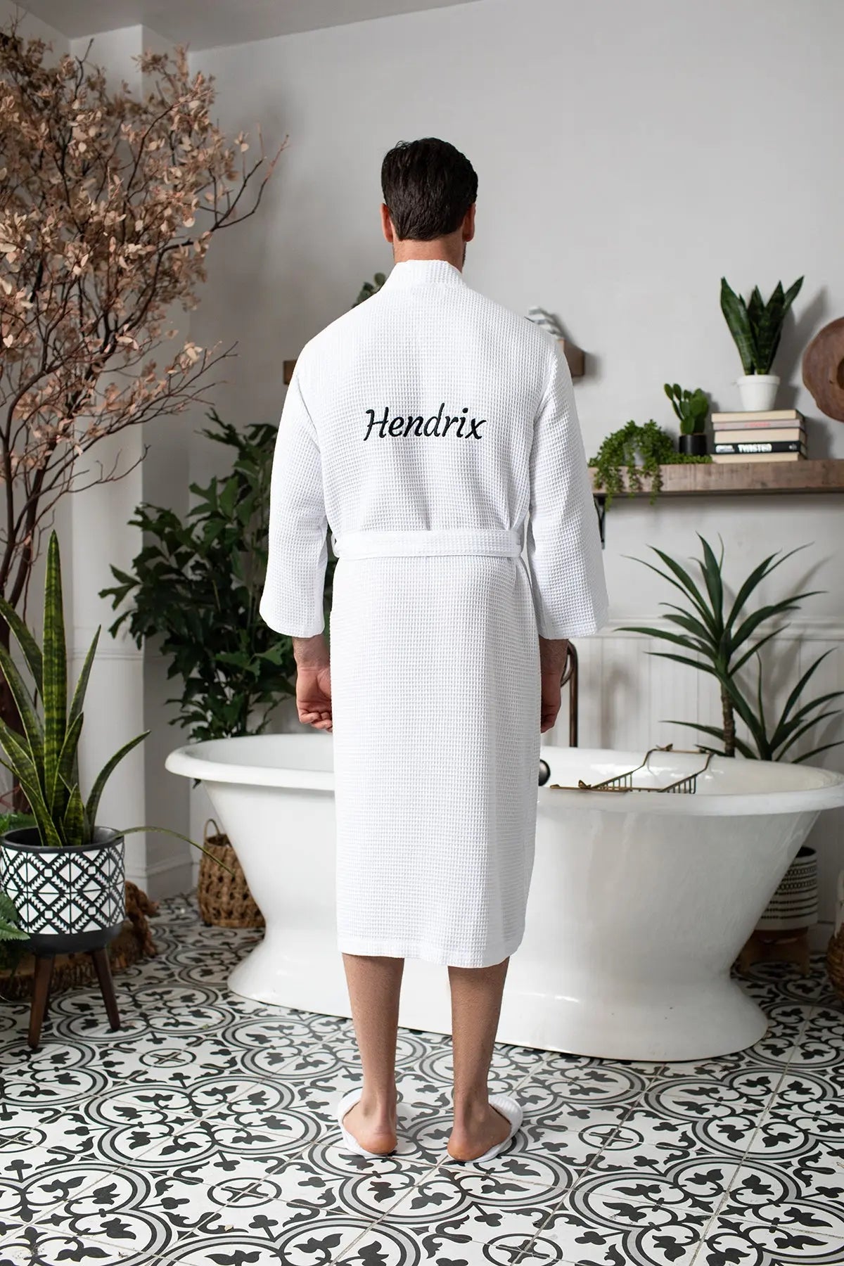 Waffle Kimono Spa Bathrobe for Men -  Absorbent, Lightweight