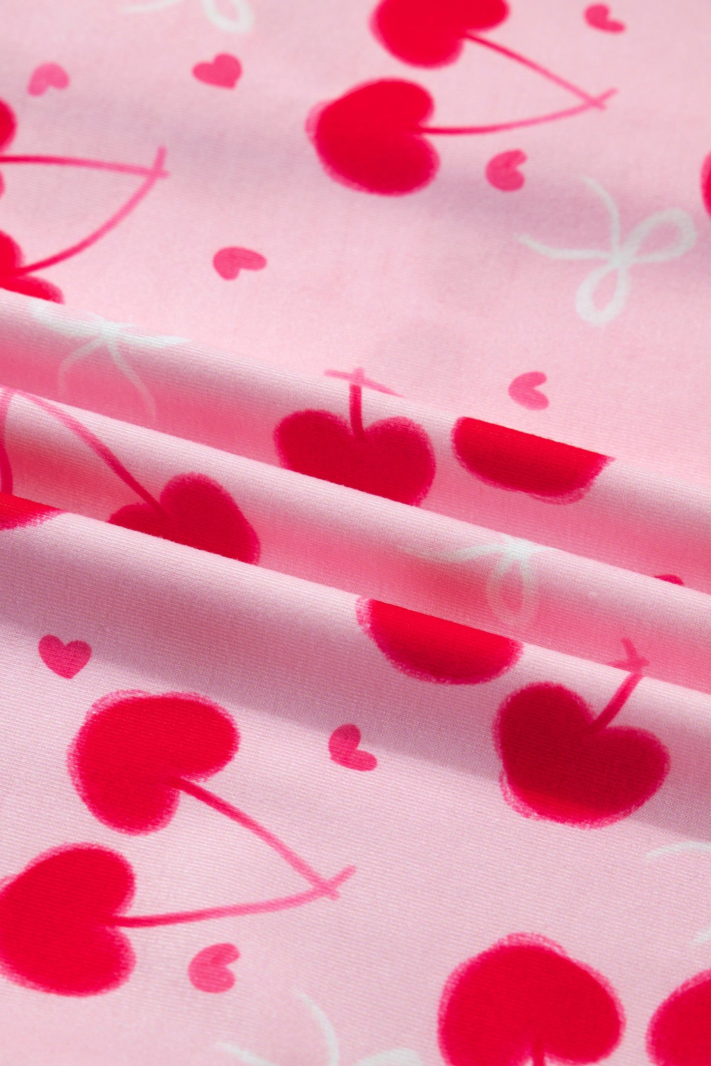 Cherry Bow Tie Top and Shorts Pajama Set