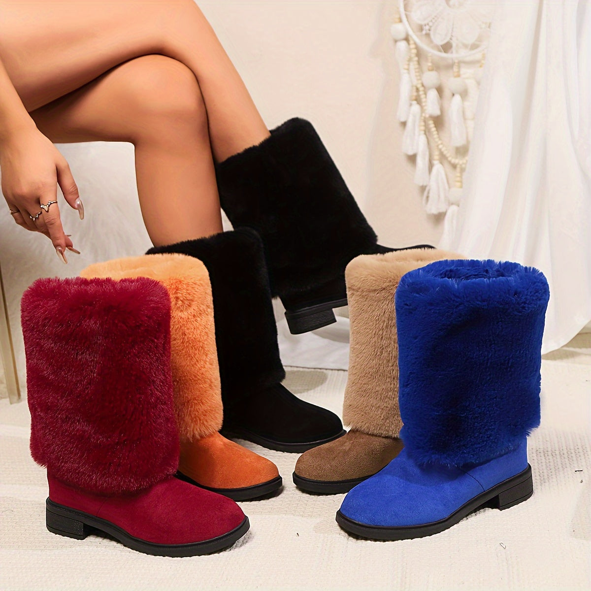 Comfy Fluffy Boots Warm Chic European Winter Fashion