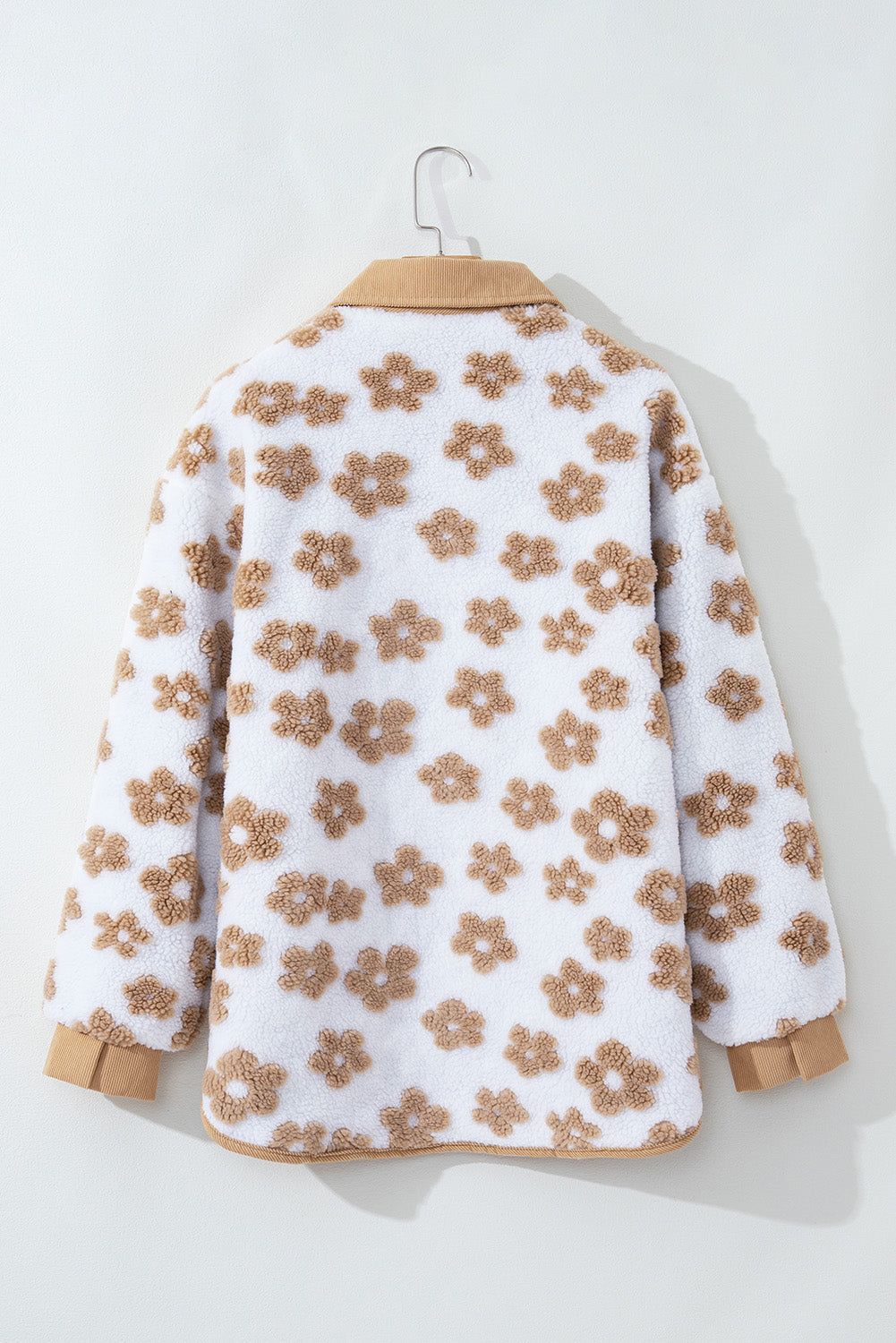 Floral Button-Up Fleece Pocketed Jacket