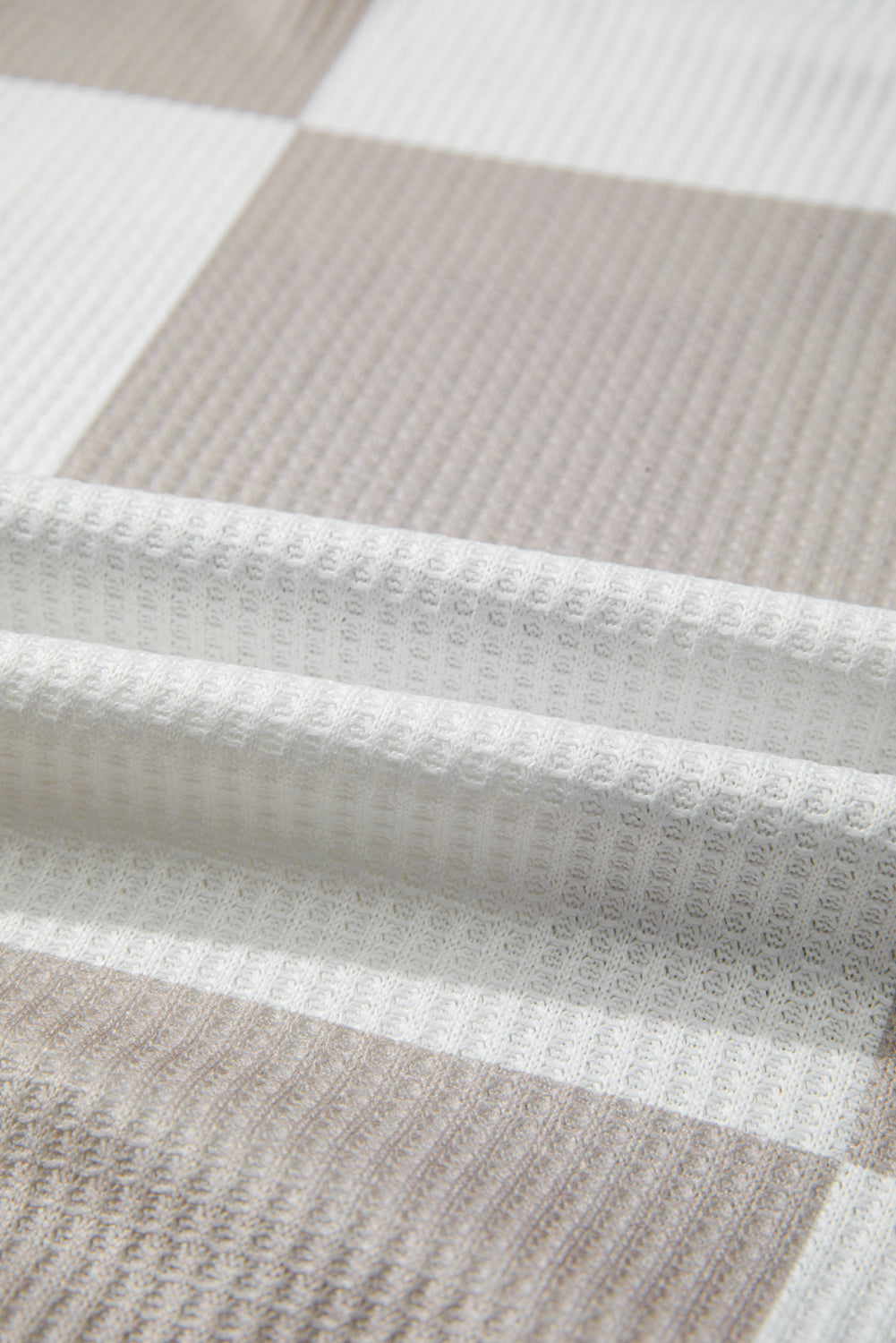 Checker Textured Knit Long Sleeve Top