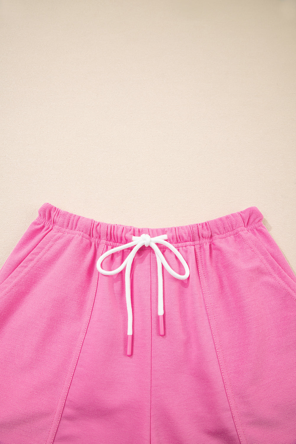 Solid V-Neck Tee and Drawstring Shorts Set