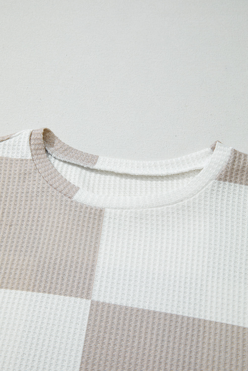 Checker Textured Knit Long Sleeve Top