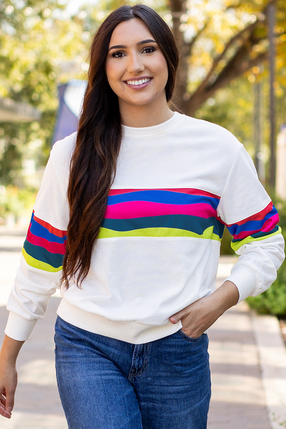 Stripe Patchwork Long Sleeve Top