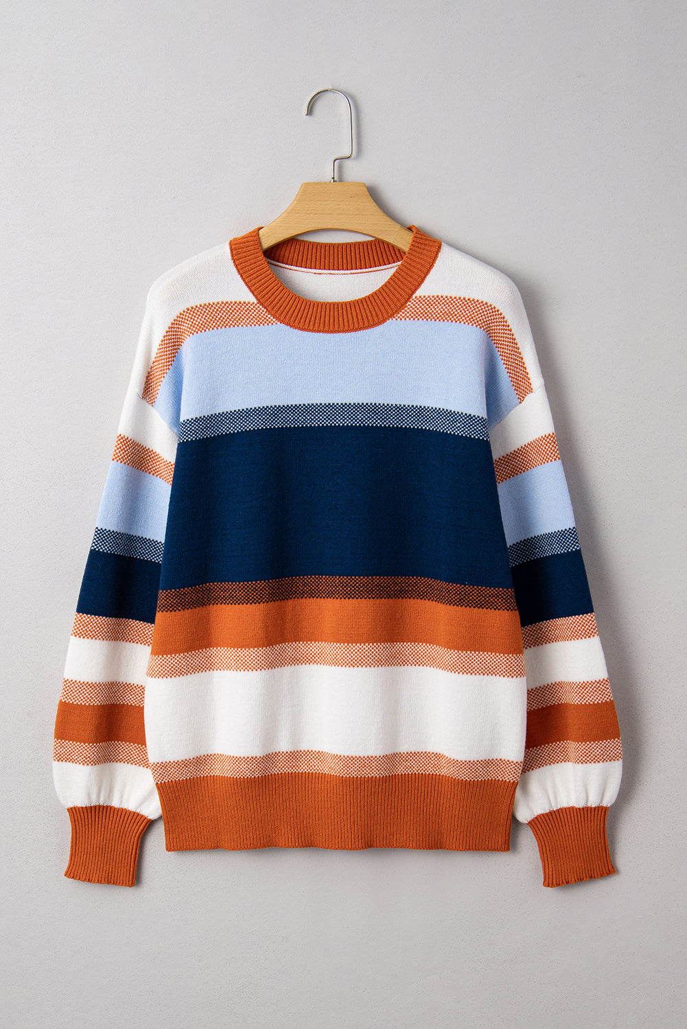 Colorblock Round Neck Long Sleeve Sweater