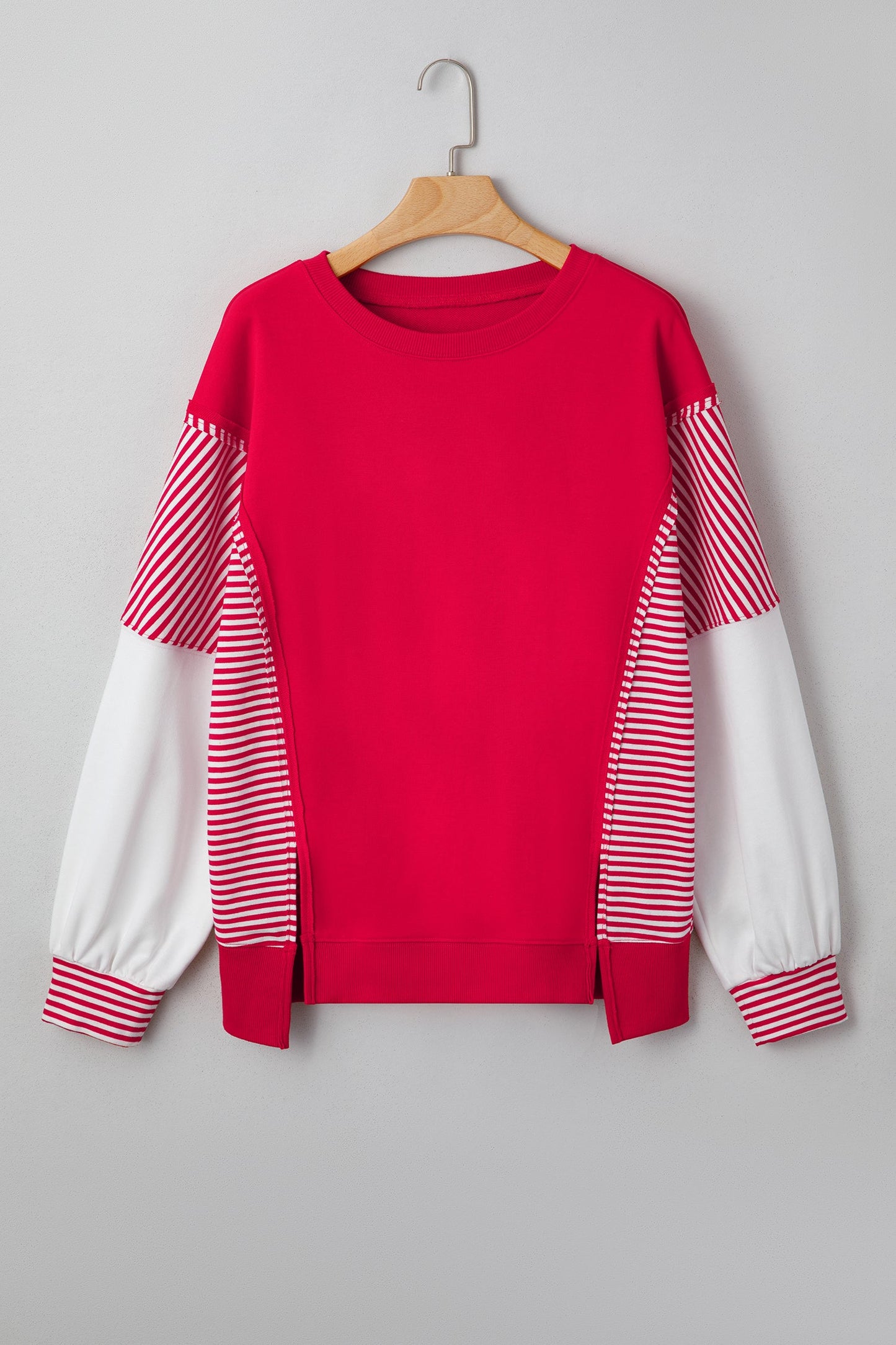 Stripe Patchwork Long Sleeve Colorblock Sweatshirt