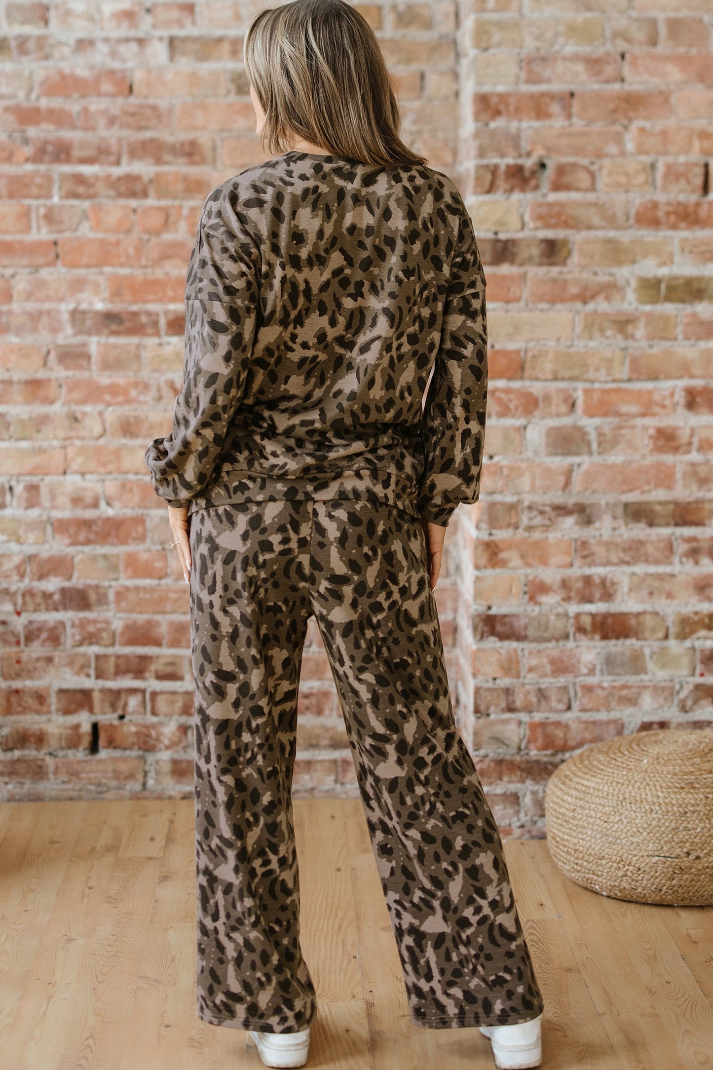Leopard Patchwork Pullover and Drawstring Pant Set