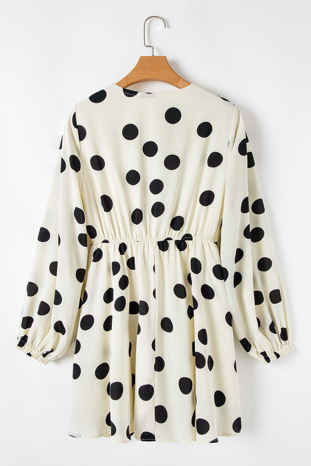 Polka Dot Surplice V-Neck Puff Sleeve Mini Dress