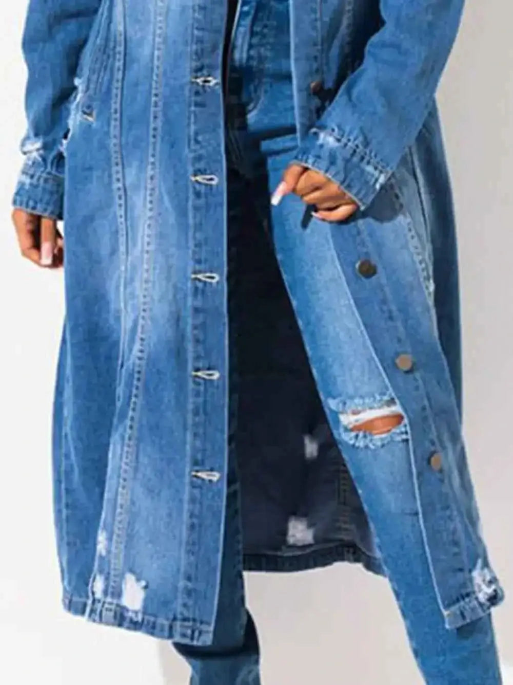 Long Denim Jacket with Long Sleeves