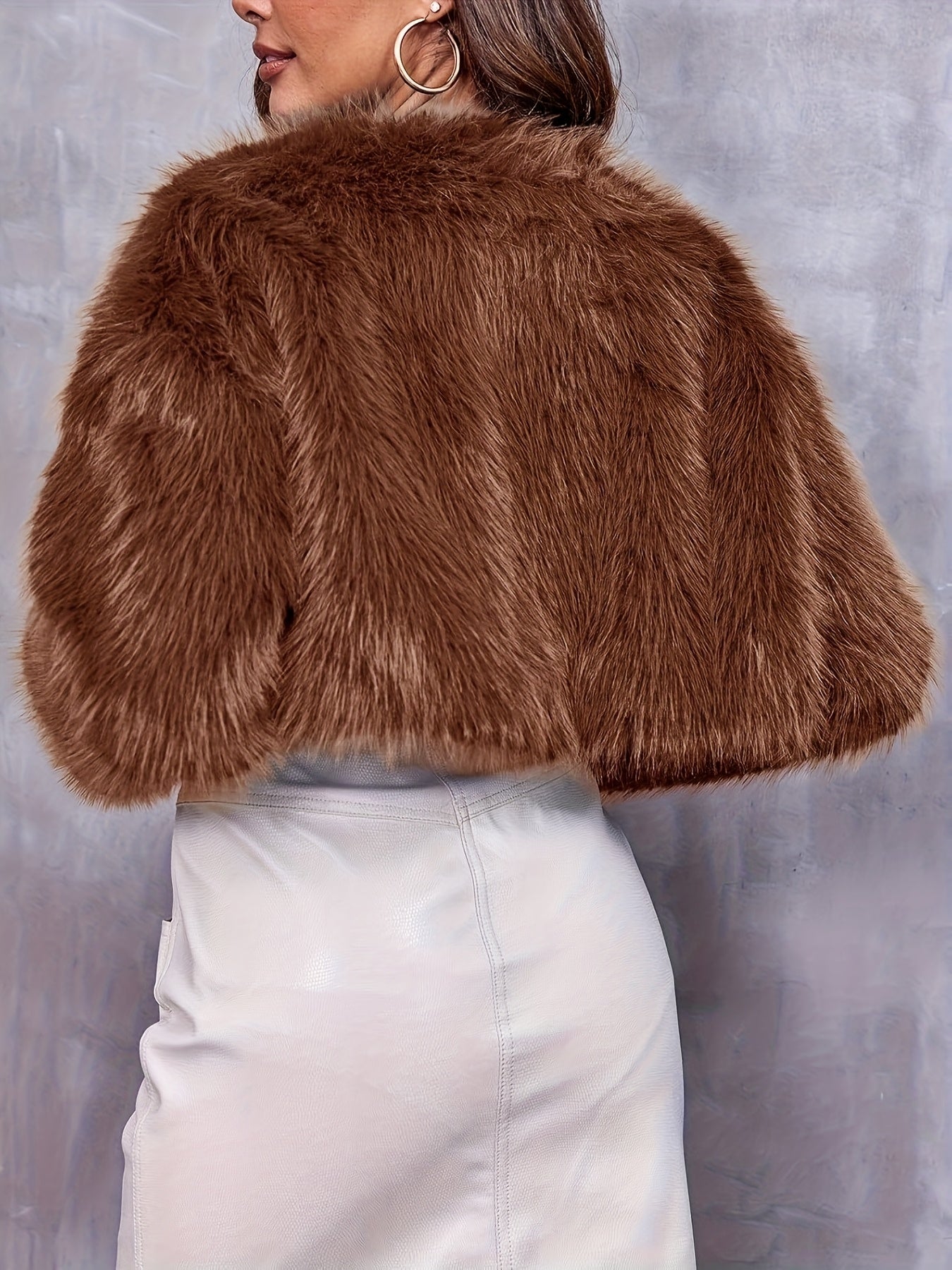 Elegant Faux Fur Cropped Jacket