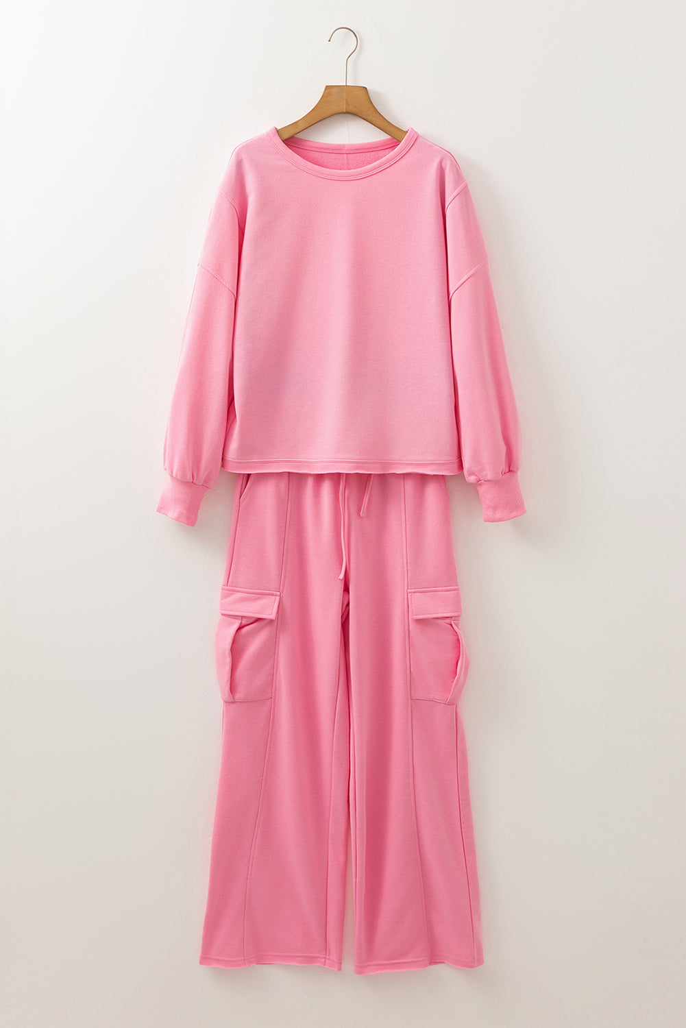 Solid Patchwork Top and Pants Set