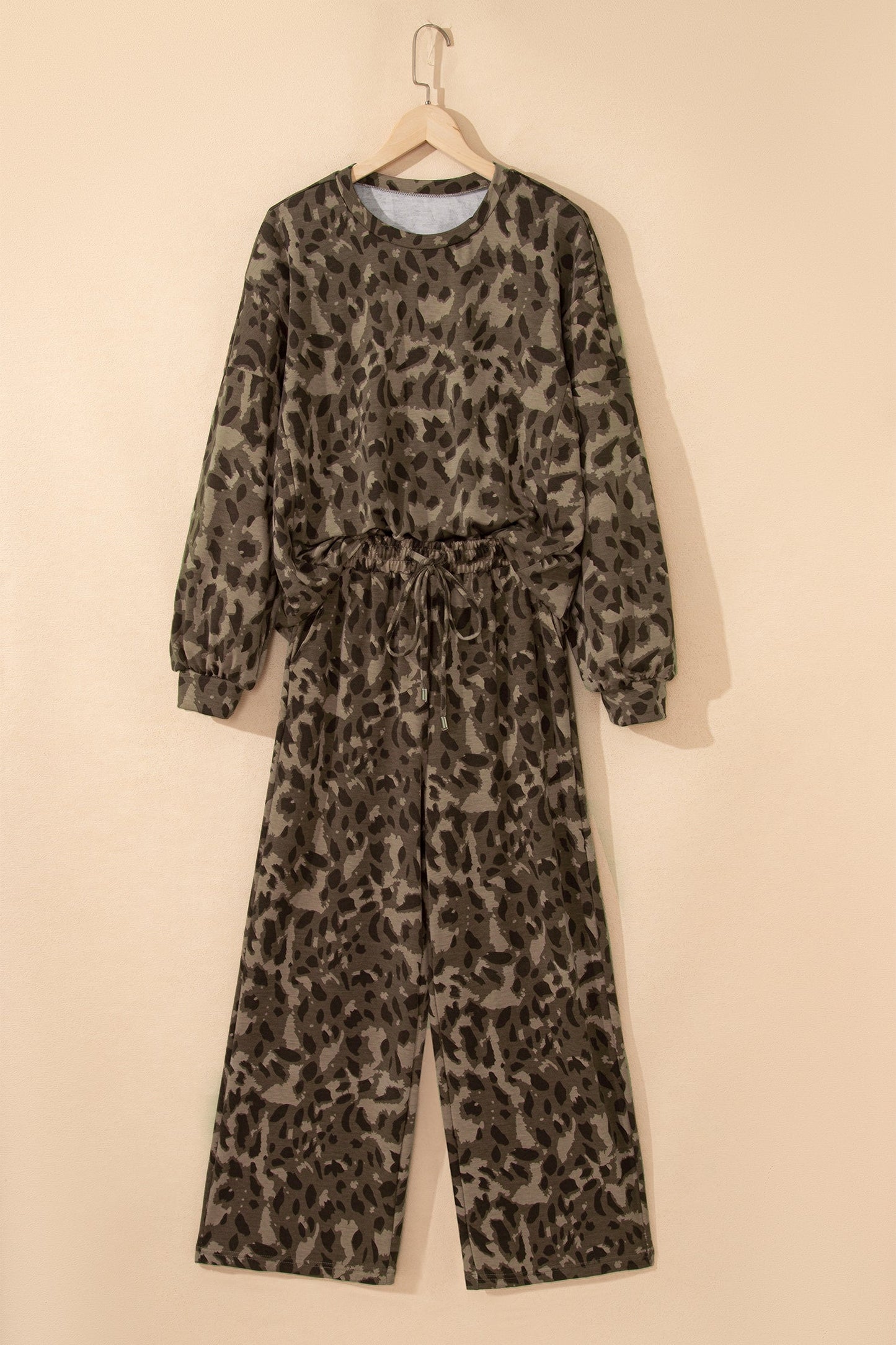 Leopard Patchwork Pullover and Drawstring Pant Set