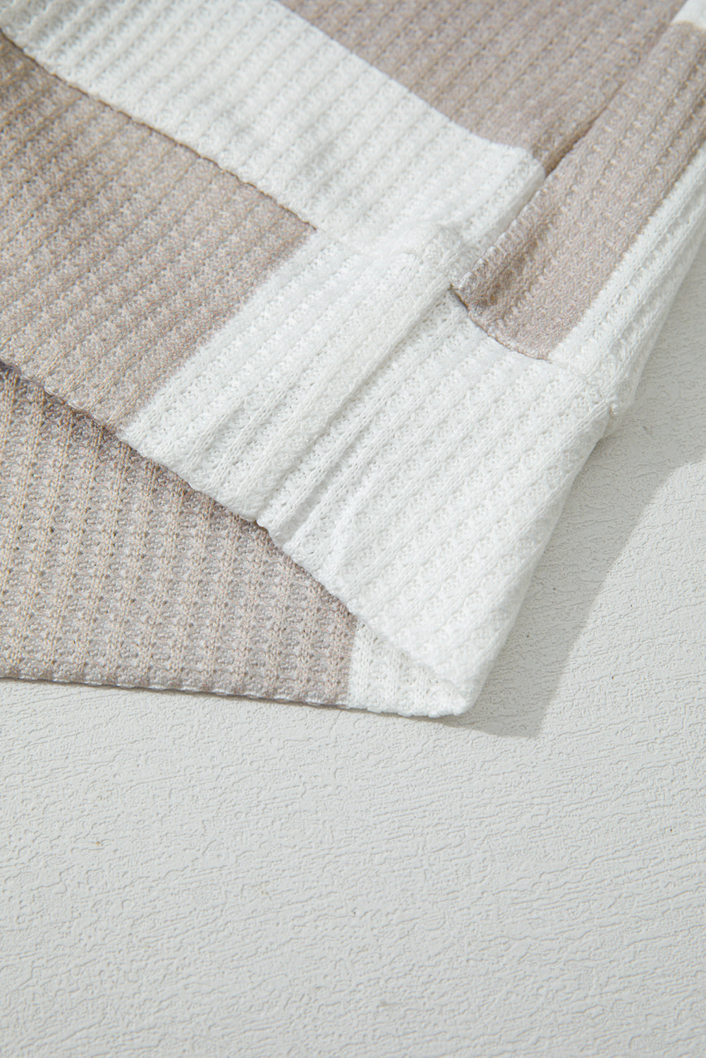 Checker Textured Knit Long Sleeve Top