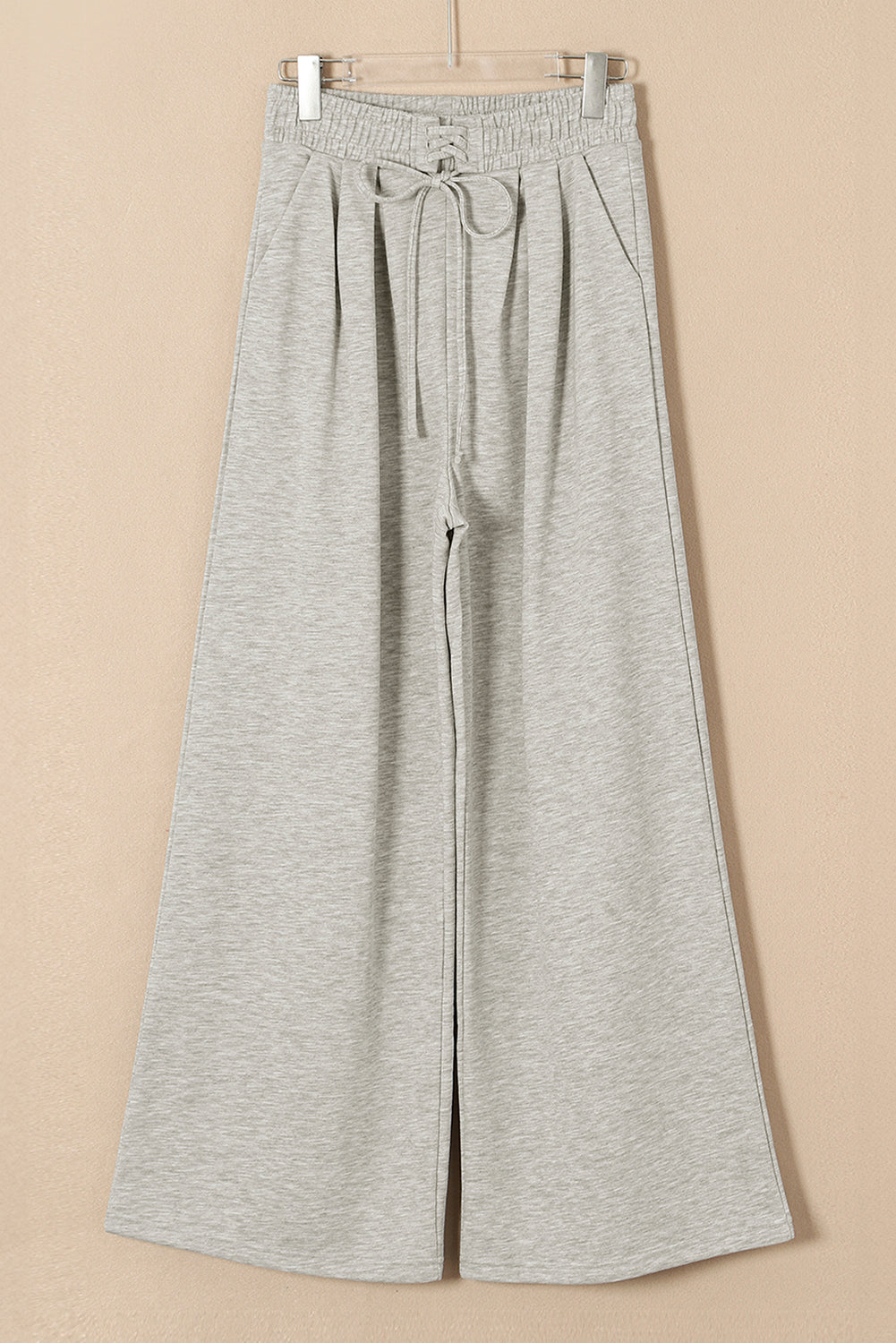 Solid Tied High-Waist Pleated Sweatpants