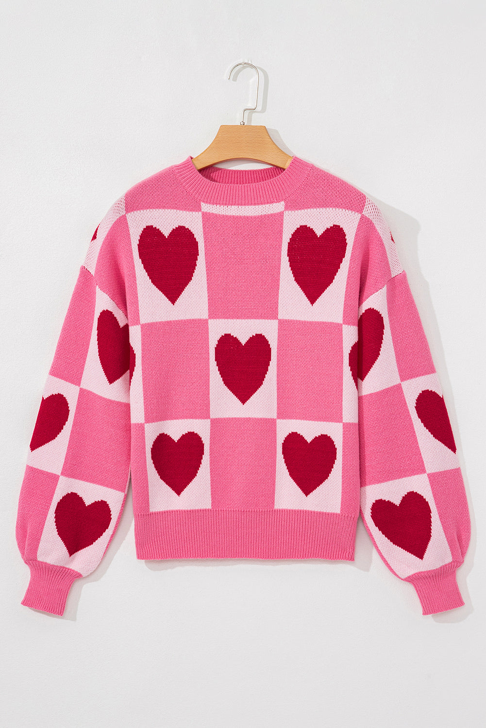 Valentine Heart Checker Crewneck Sweater