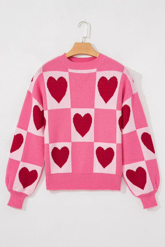 Valentine Heart Checker Crewneck Sweater