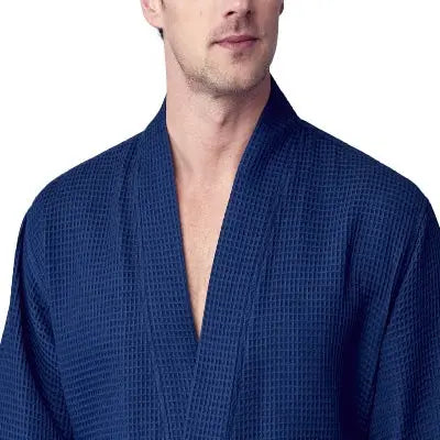 Waffle Kimono Spa Bathrobe for Men -  Absorbent, Lightweight