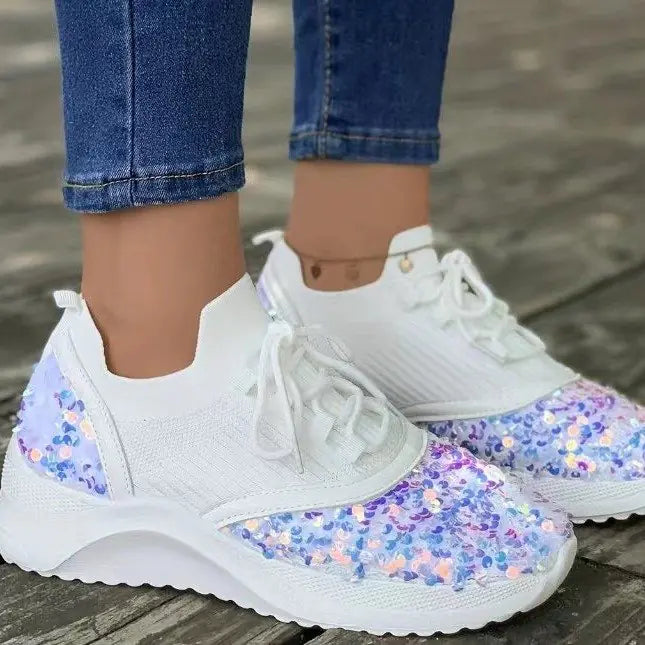 Breathable Color Block Knit Sneakers for Women