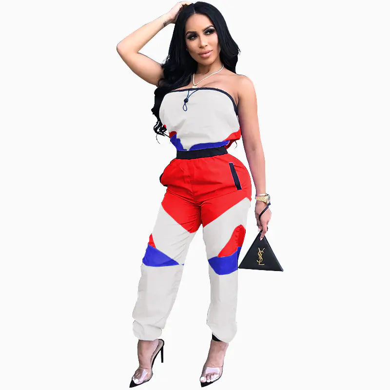 Color Block Sexy Strapless Jumpsuit for Women