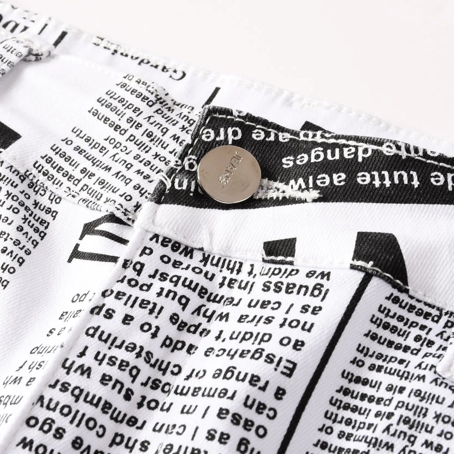 Trendy Asymmetric Printed Denim Pants for Men