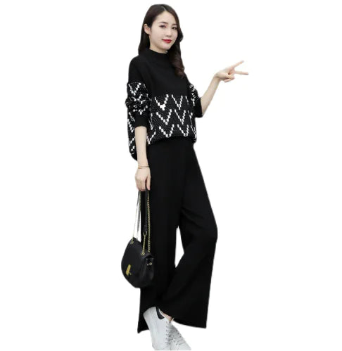 Plus Size Women's Autumn Winter Knitted Two-Piece Set